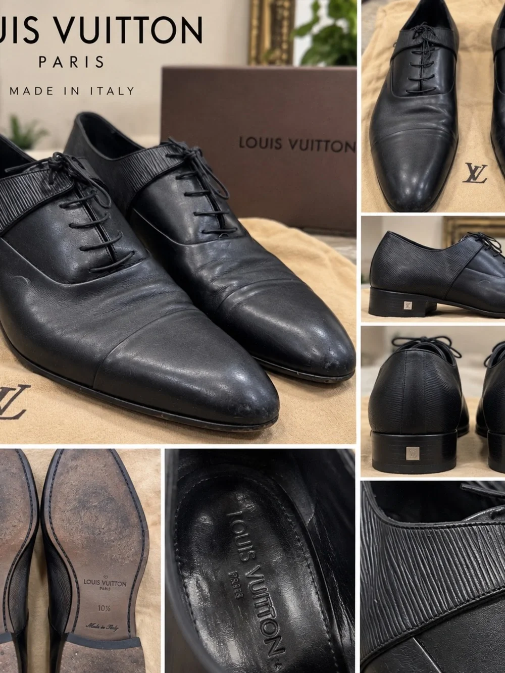Louis Vuitton Black Leather Lace-Up Dress Oxfords